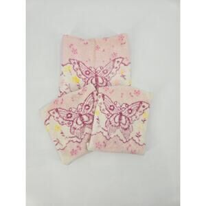 Vintage 1970s Groovy Butterfly Hand Towel and Washcloths